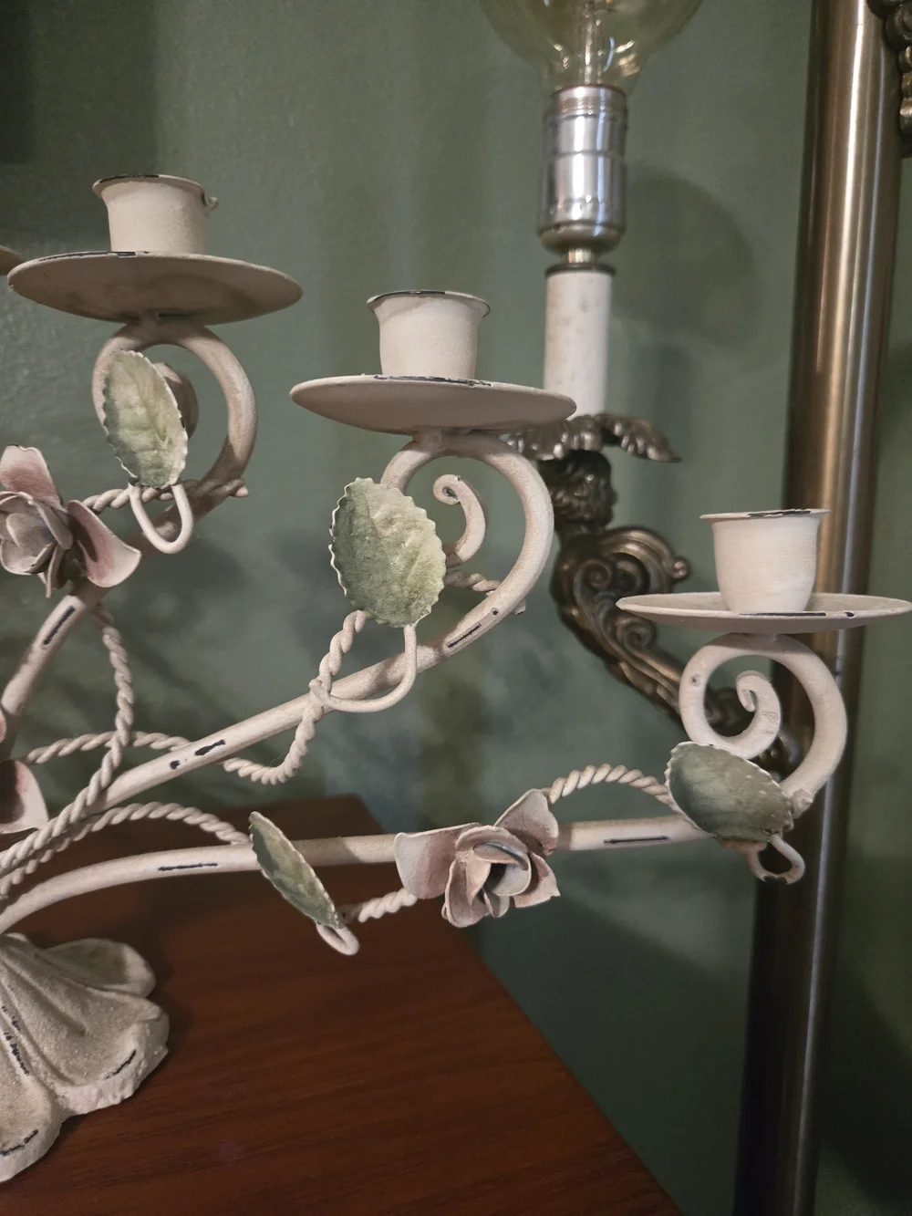 Vibtage Italian Tole Floral Metal Candelabra